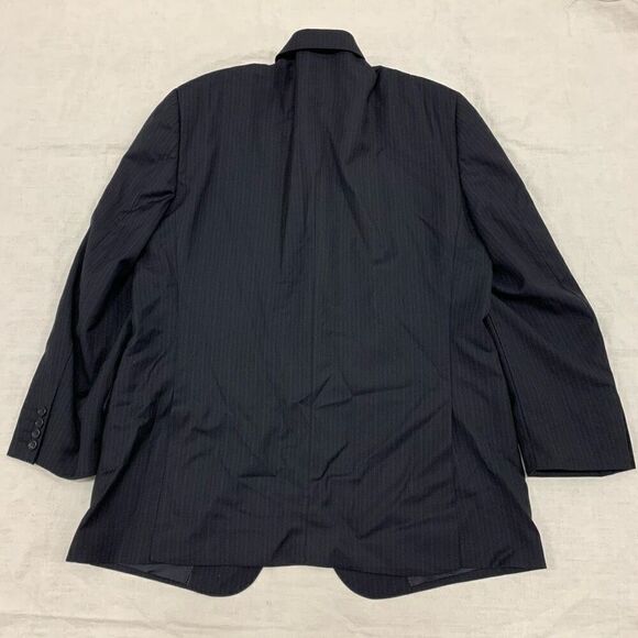 Pronto Uomo Sz 46R 100% wool stripe suit blazer jacket navy blue made in Italy - Picture 3 of 11
